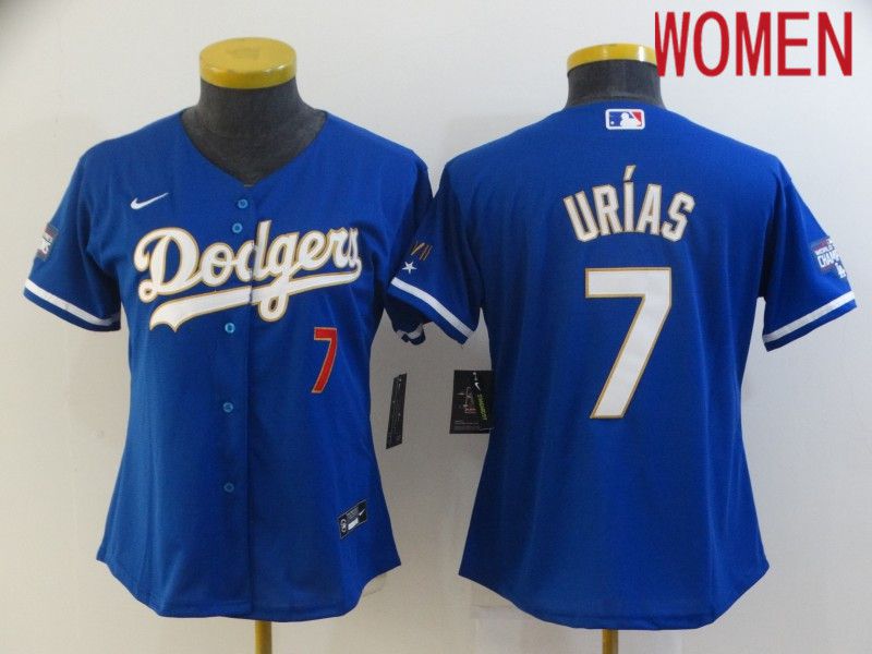 Women Los Angeles Dodgers #7 Urias Blue Game 2021 Nike MLB Jerseys->los angeles dodgers->MLB Jersey